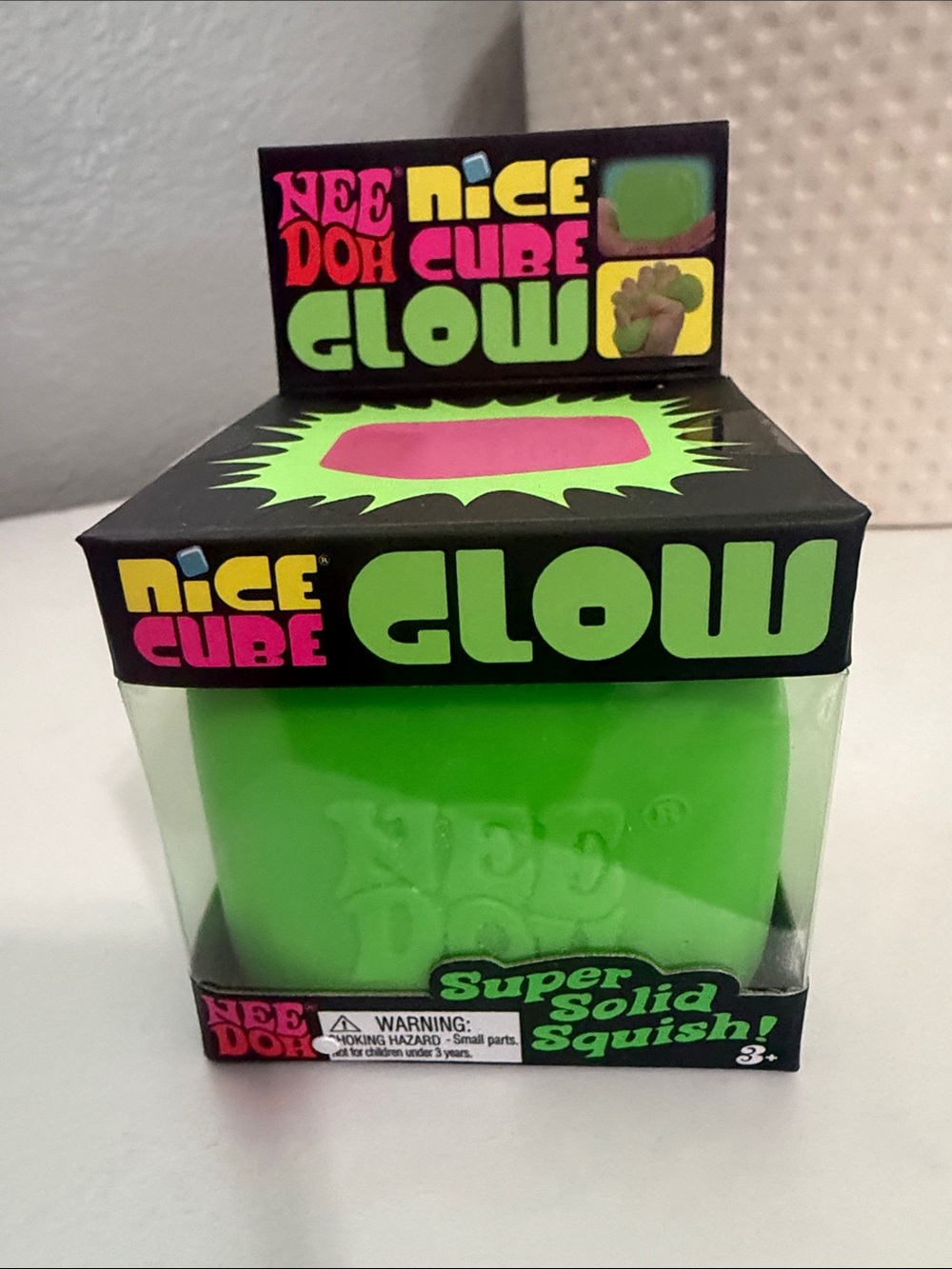 NeeDoh Nice Cube Glow Super Solid Squish - Green (AUTHENTIC)